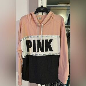 Large PINK hoodie - pink black & white